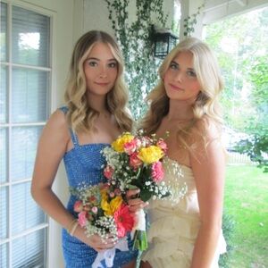 Oh Polly Blue and Cream Mini Dresses